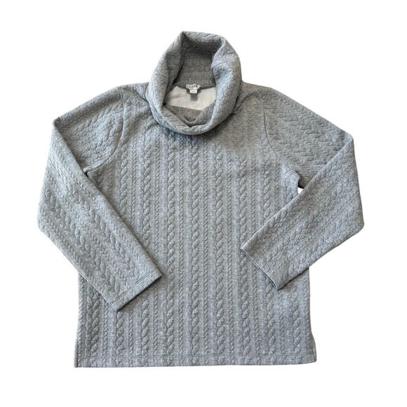 L.L. Bean Cable Knit pattern Turtle Neck Sweatshirt, Women's M, super soft; gray - Picture 1 of 11